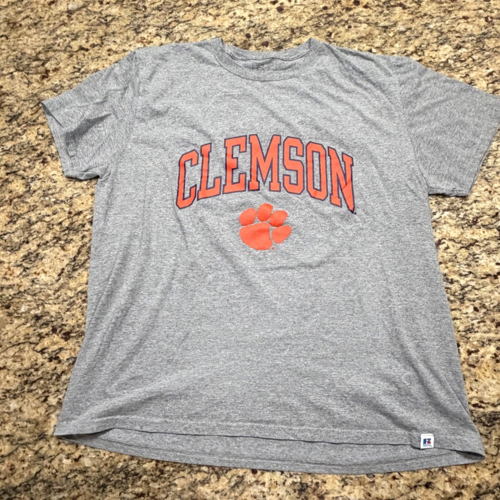 Russell Athletic Clemson Tigers T-Shirt Mens XL Gray Short Sleeve NCAA Fan Gear